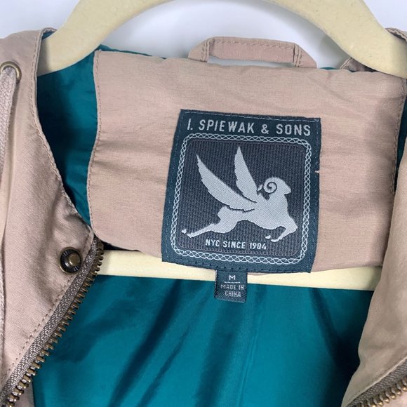 I. SPIEWAK &‎ SONS Beige Tan Hooded High Neck Windbreaker Jacket Sz M - Picture 6 of 10
